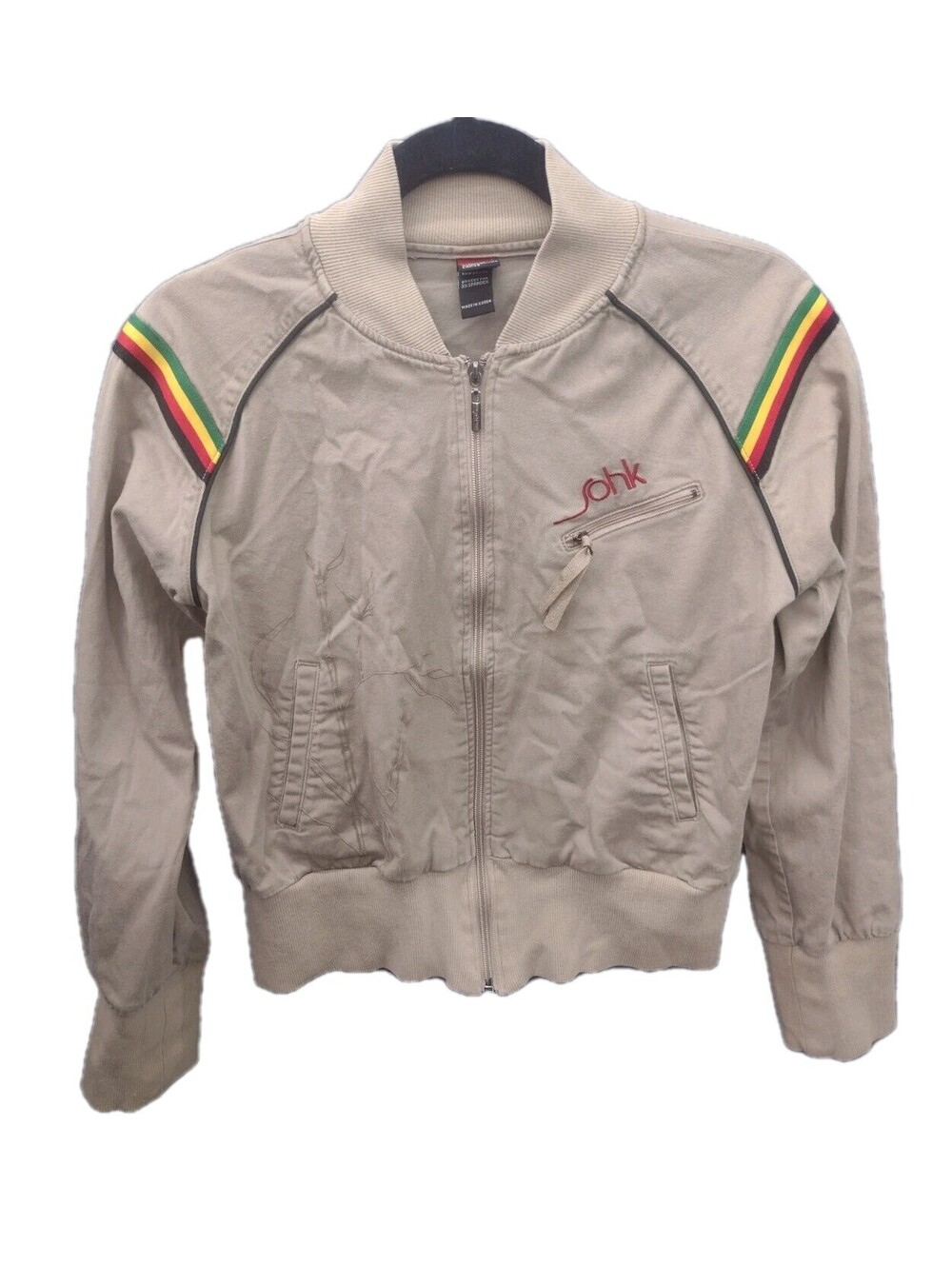 Vintage Y2K SOHK School Hard Knocks Jacket L Bamboo Rasta Hip Hop Streetwear